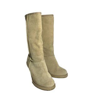 Tommy Girl Tan Suede Fur Lined Boots Size 8